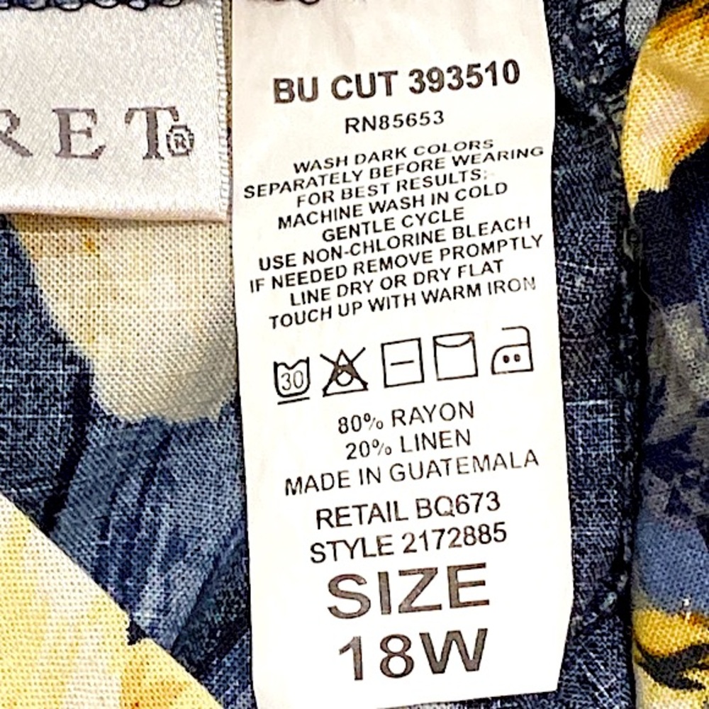 Koret Vintage Blue Yellow Floral Print 18W Grandmacore Boho Retro Academia Skirt - Picture 9 of 9